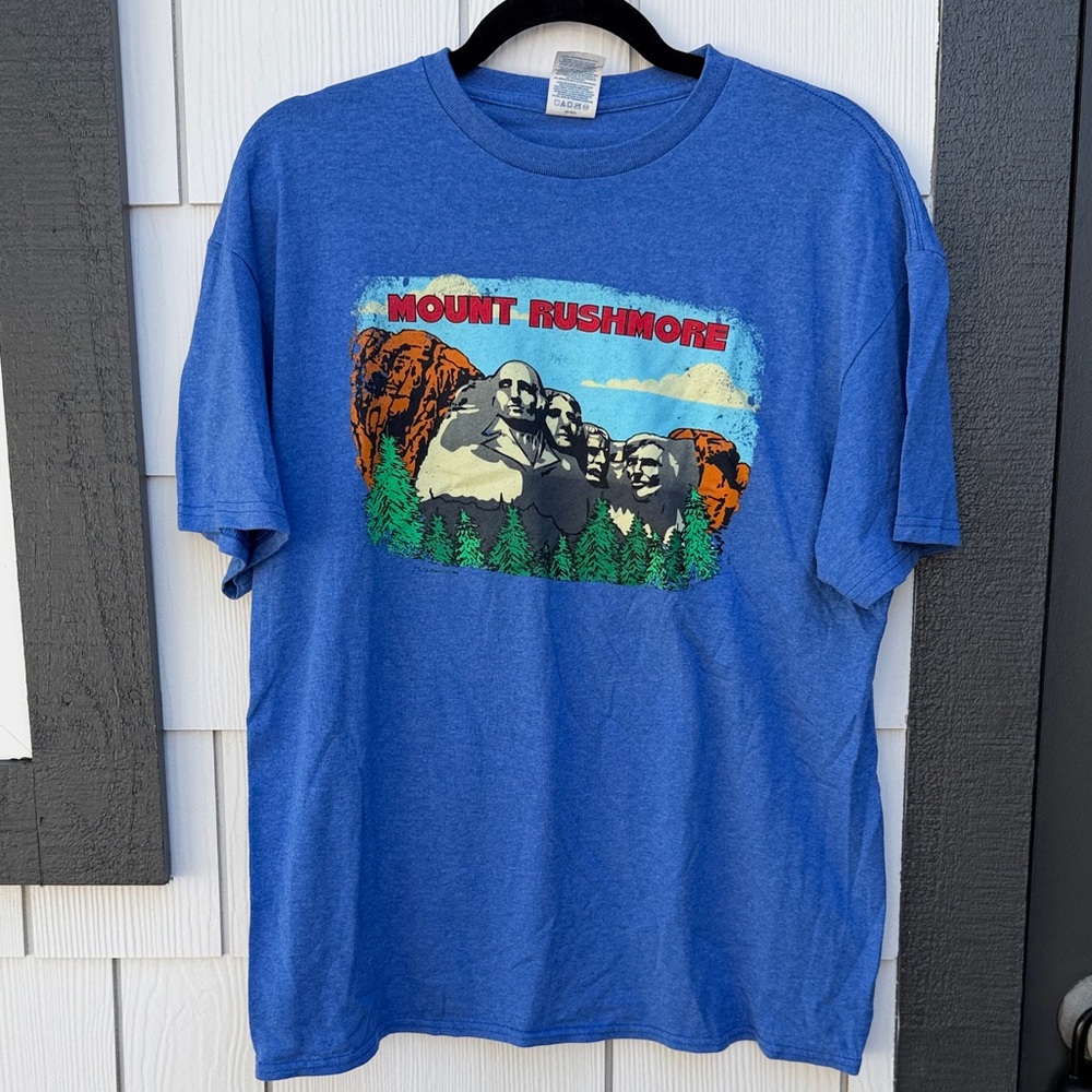 Mount Rushmore Hilarious Graphic Tee - Blue Short Sleeve